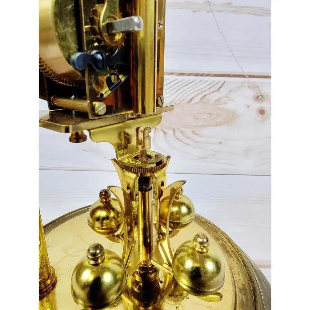 Vintage Hall Craft Corp Torsion Pendulum Glass Dome Clock Made In Germany READ